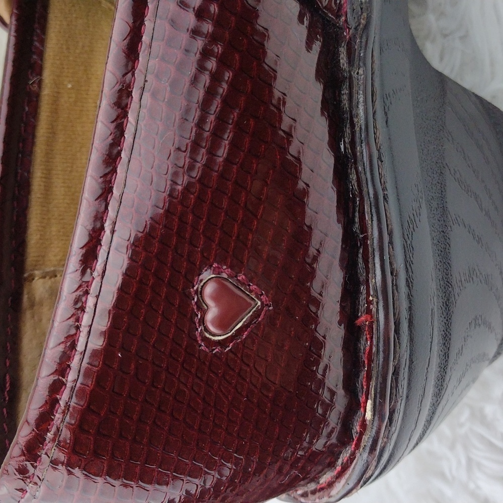 Nurse Mates Pillow Top Halle Burgundy Snakeskin Leather Round Toe Clog Shoes - Picture 14 of 16